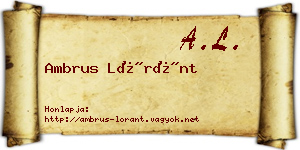 Ambrus Lóránt névjegykártya